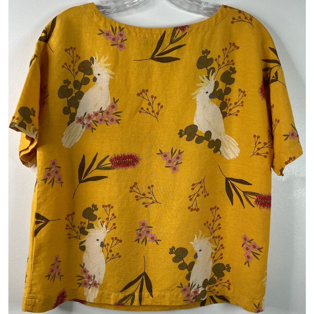 Princess Highway Womens Top Parrot Floral Novelty Print Boxy Short Sleeve Size 6 - Picture 2 of 14